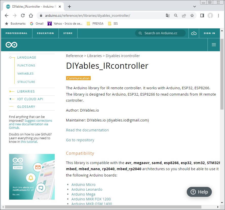 Arduino Get Started DIYables IRcontroller