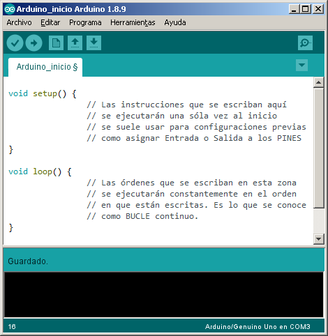 Estructura programa Arduino IDE