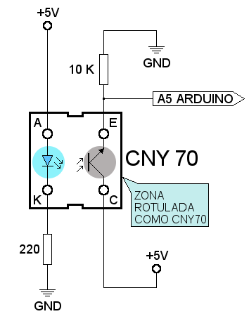 CNY70 conexiones 10K