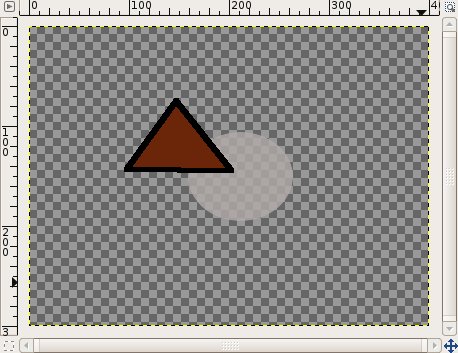 Dos capas, la del triángulo ahora está encima de la del círculo