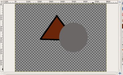 Tenemos 2 capas, la del triángulo y la del círculo sobre un fondo transparente