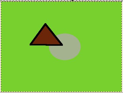Triángulo y circulo sobre una capa de fondo verde