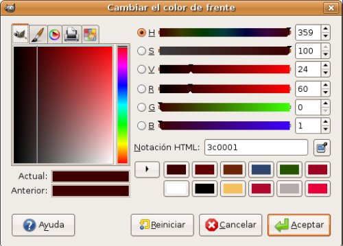 Paleta de selección de colores